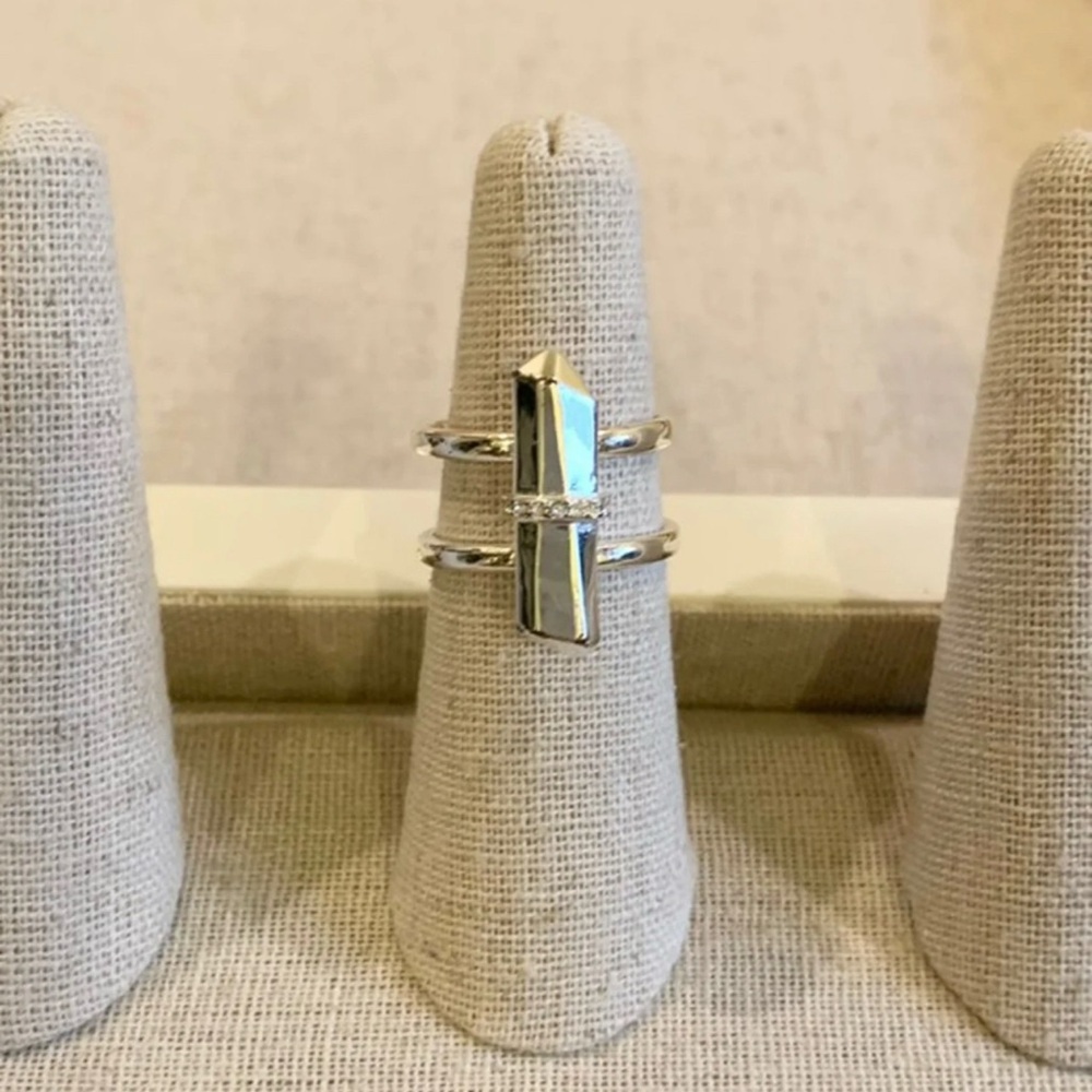 Stella & Dot Elegant Silver Ring with Crystal Accent